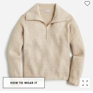 J Crew Half-Zip Stretch Wool Sweater